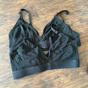 Calvin Klein Black Lace Wireless Bras: Large | Maternity/Nursing